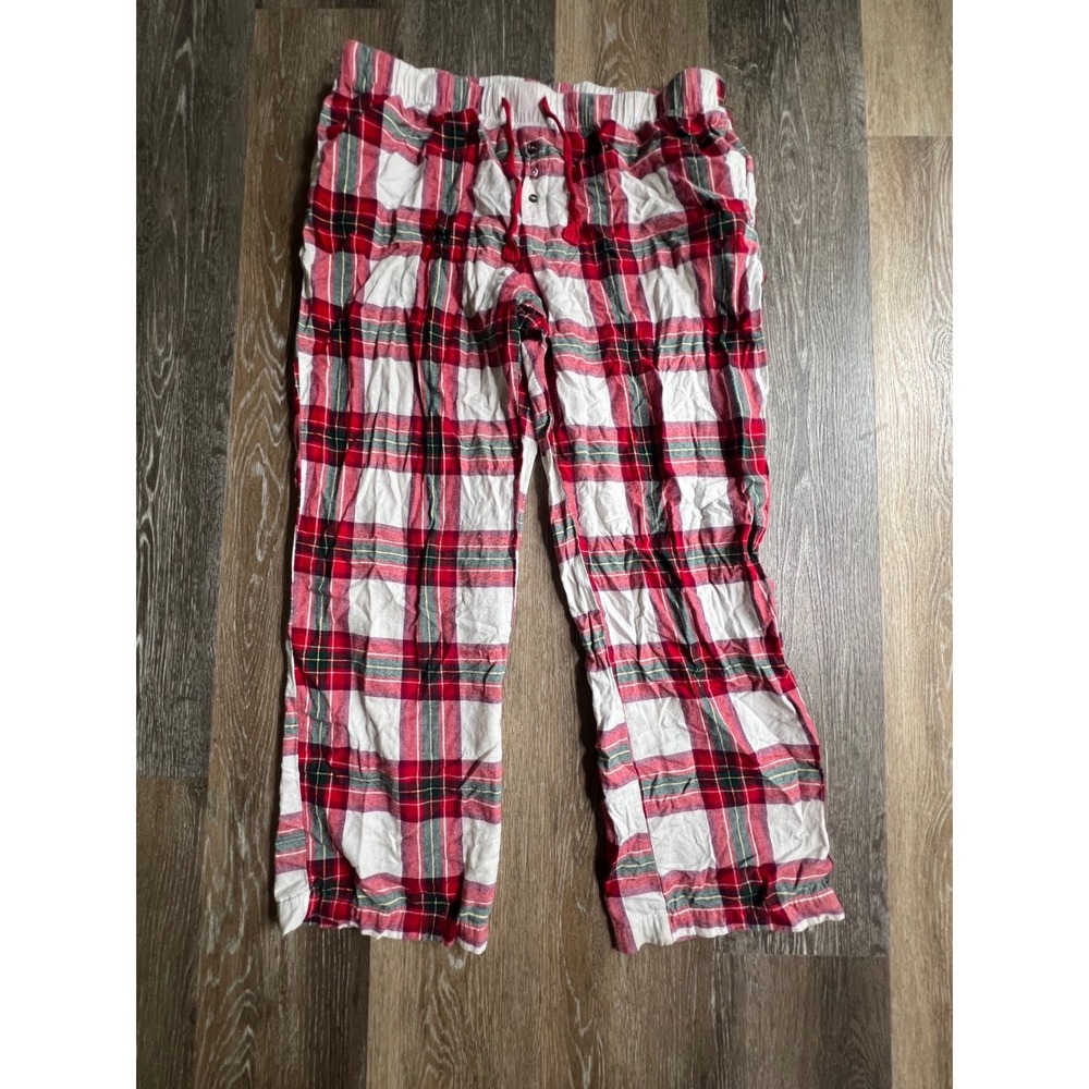 Stars‎ Above Pajama Pants Womens Large Red White Plaid Flannel Drawstring Lounge